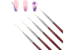 Qianyu Zestaw 5 pędzli do zdobienia paznokci, 6/9/12/18/23 mm, do malowania, zdobienia paznokci, zestaw cienkich pisaków do rysowania, akwarela, pędzelek do paznokci, do miniatury, akrylu, idealny
