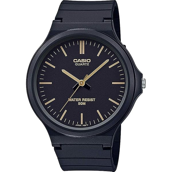 Casio MW-59-7B Analoog kwartshorloge voor heren, met armband van hars, zwart/wit, Riemen. : Casio
