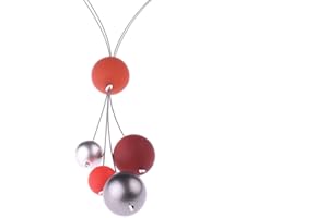 Adi Modeschmuck lange Kette 'Nina',insgesamt 90cm lange,zweisträngige Kette ohne Verschluß aus Polarisperlen und metallic Acrylperlen,handgefertigt in Berlin