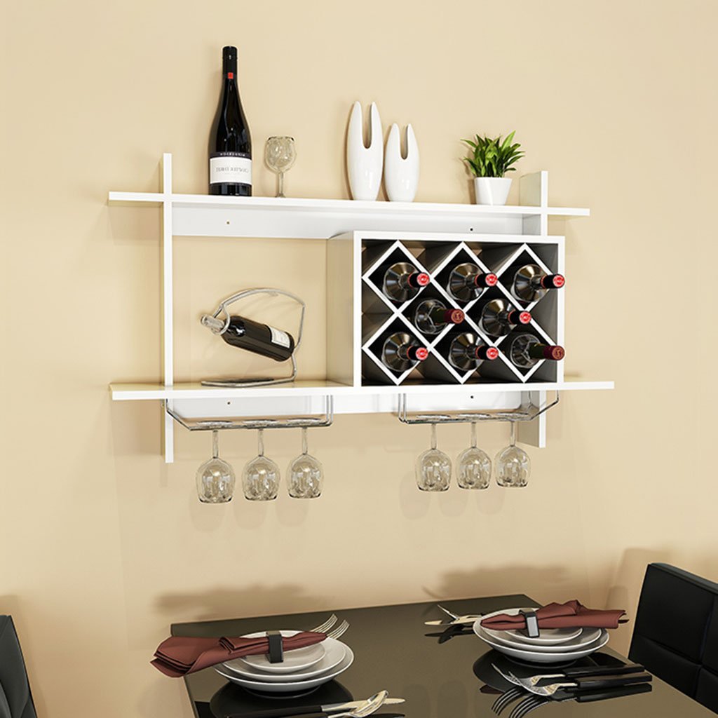 Mensole Da Parete Mensola Per Il Vino In Legno Massello Con Portabottiglie In Metallo Massiccio Per Bancone Bar Colore Bianca Dimensioni
