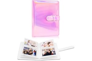 AMIMY 64 Pockets Photo Album Book for 2x3 Inch Film - Mini Small Albums for Fujifilm Instax Mini Instant Camera, for Polaroid Hi-Print Pictures, Kpop Photocard Holder Binder (Magic Pink)