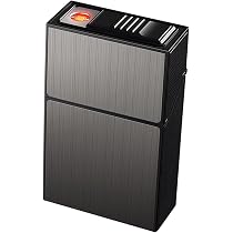 Portasigarette Uposao In Lega Di Alluminio – Scatola Portatile Impermeabile Stile Vintage, Capienza 30 Sigarette, Regalo Uomo Donna (Nero/Antracite)