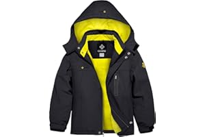 GEMYSE Chaqueta de Esquí Impermeable de Montaña para Niños Abrigo de Invierno de Lana Antiviento con Capucha