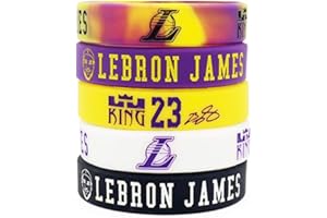 FANWENFENG Lorh's store NBA Basket-Ball Lebron James Portrait Bracelet numéro 23 Silicone inspirant Mot Sport Bracelet 5 pcs (Los Angeles Lakers)