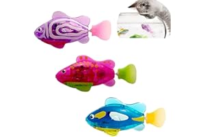 LABSTANDARD Robo Fish for Cats Lot de 3 robots interactifs pour chat - Meilleur jouet pour chat d'intérieur - Activé électroniquement dans l'eau avec lumière LED - Jouet en plastique - Cadeau