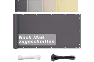 AIYAOO BalkonSichtschutz Kunststoff 75cm x 1250cm- Balkonbespannung Sichtschutz WitterungsbestäNdig Und Wasserabweisend, Mit öSen Und Kordel, für den Gartenzaun oder Balkon - Anthrazit