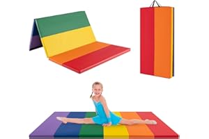 COSTWAY Składana mata gimnastyczna, 200 x 75 cm, miękka mata podłogowa, 5-krotnie składana, z poliuretanu, z uchwytem do noszenia, mata sportowa, do fitnessu, do domu, dla dzieci i dorosłych