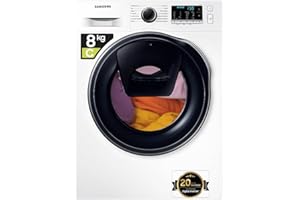 SAMSUNG ELETTRODOMESTICI Samsung Lavatrice Slim AddWash™ WW8NK52E0VW/ET, Libera Installazione, 8 kg, 1200 RPM, Classe C, Vapore, Carica Frontale, 60l x 85h x 45p cm