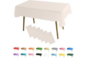 MOMAHUA 6-pack beige bordsduk, festbordsdukar, 137 x 274 cm rektangulära bordsskydd, stor avtorkningsbar plastbordsduk fest f
