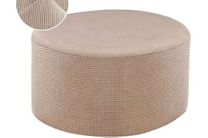HOOWARM Elástica Funda Otomana Terciopelo Funda De Puff Redonda/Cuadrados Funda Reposapies Polvo Retirable Lavable Funda De Reposapiés Cubierta Taburete Ottoman Cover para Sala (Color : A12, Size : 50-58cm/