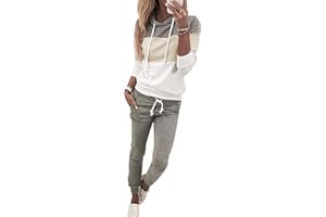 PEUIGNAO Tuta Ginnastica Donna Tuta Sportiva Donna a Righe Completi Sportivi Tute Sportive Donne Completo Sportivo Donna Palestra Manica Lunga Sportwear Invernale Fitness Felpa con Cappuccio Pantaloni Jogging