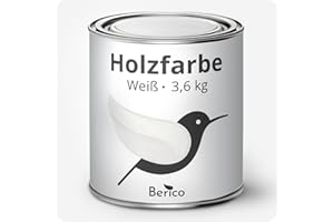 Berico Wood Colour - White - 3.6 kg - 4-in-1 Premium Wood Varnish Including Primer and Top Coat - For Indoor and Outdoor Use - Robust and Weatherproof