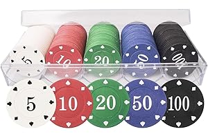CATOR Fichas de Póker con Caja, Juego de Fichas de Póker, 5 Colores, Fichas Póquer de Fiesta para Noche de Juegos, Fichas de Casino para Póquer