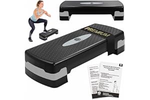 ManiBoom Plataforma Step Para Fitness en Casa REGULABLE con 2 Alturas 10/15 cm - Step de Aerobic ESTABLE Peso máx.100 kg - Plataforma Step Fitness Antideslizante para Gimnasio en Casa 68x10x15cm