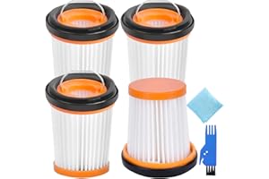 QAQGEAR Filtr zapasowy do Shark ION W1 WV200EU, WV201, WV205, WV220, WV251EU Bezprzewodowy odkurzacz ręczny (opakowanie 4 filtrów Wandvac ze szczotką do czyszczenia, a) # XHFWV200