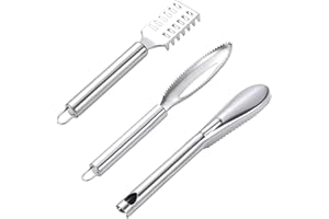 RSYHVG 3 PCS Fish Scaler Remover,Fish Descaler Tool,304 Stainless Steel Fish Scale Scraper,Ergonomic Handle Design for Fast Scales Peeling and efficiently