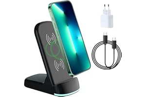 CC STORE Estación de carga inductiva, cargador inalámbrico de 15 W, máximo compatible con iPhone 15/15pro/15pro Max/14/14pro Max/13/13Mini/13pro Max/12/12Mini/12Mini/12pro Max/SE 2020/11/11pro/XS max/xr/x,