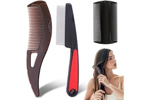 NHQZ Set di 3 pettini antiforfora, pettine a denti fini in acciaio inossidabile, pettine per psoriasi del cuoio capelluto, pettine per disintossicazione del cuoio capelluto, pettine per pidocchi