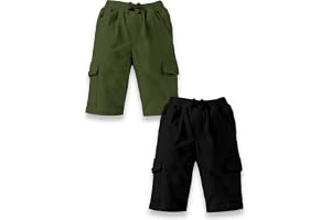 KiddoPanti Boys Knit Solid Cargo Shorts | 100% Cotton | Comfortable Rib Waistband | 2 Front Pockets & 2 Cargo Pockets | Sport Bermuda Half Pant for Boys