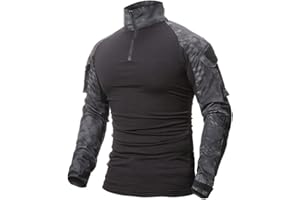 ShallGood Herren Outdoor Military Schlank Passen Taktisch T-Shirt Militär Tarnung Jacke Kampf Lange Hülse Camouflag T-Shirt Für Tactical Airsoft Paintball Armee Jagd Desert Hemd