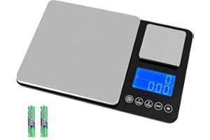 Apritsce Küchenwaage mit Dualer Plattform, 15kg/1g & 500g/0.01g, Küchenwage mit 7 Einheiten, Summierungsfunktion und Tara Funktion, Kitchen Scale, Waage Küche zum Backen und Kochen