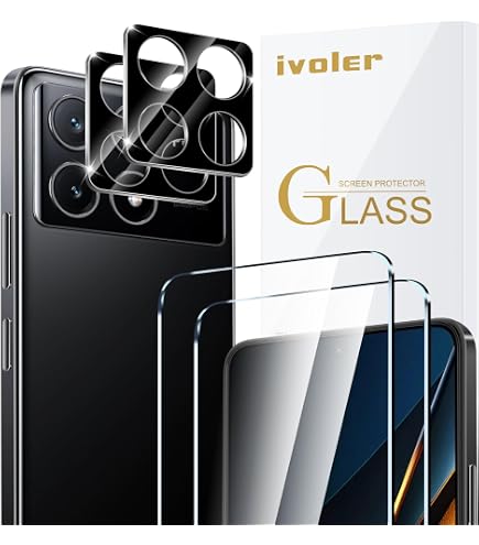 Haofun 2 Pezzi Vetro Temperato per Xiaomi Poco F6 Pro 5G e 2 Pezzi Pellicola Fotocamera, Pellicola Prottetiva Anti Graffio, Durezza 9H Schermo Vetrino, Vetro Protettivo