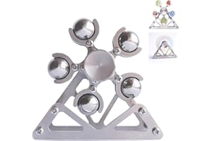 DMaos Grande Roue Fidget Spinner, Kinetic Desktop Toys Rotation Stand, métal Inoxydable Lisse roulement, Haute Vitesse Couleur marbre Arc - en - Ciel, Premium Gift figit Toys - 10 balles