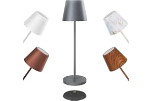 ‎GGNOO GGNOO LED Tischleuchte Kabellos Dimmbare Wiederaufladbar Tischlampe Kabellos IP54 Wasserdicht 8 Farben RGB LED Tischlampe Akku mit USB Ladestation für Drinnen und Draußen Geeignet (Grau)