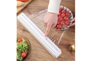 FGXY Dispensador Envoltura de Plástico, Dispensador de Película Adhesiva, Cortador Película Plástico con Ventosa para Film Transparente, Papel Aluminio, Cocina Casera, Restaurante, sin BPA,Blanco