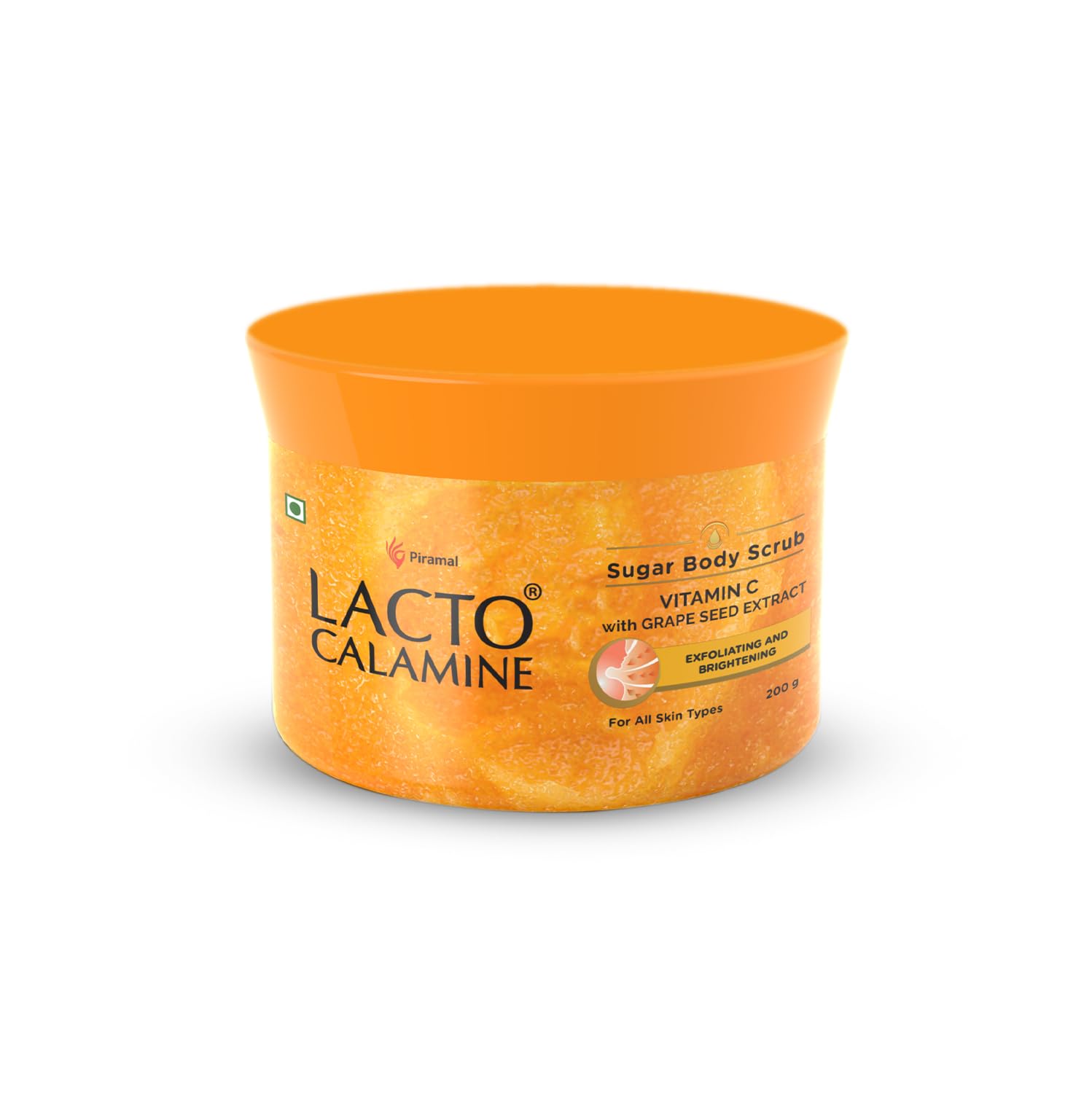 Lacto Calamine Vitamin C Sugar Body Scrub | 200 g | Gentle Body Exfoliator | Body Scrub for Healthy & Glowing Clear Skin | Vi