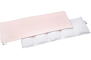 Medi Partners Termofor z pestek wiśni 5 Komorowy 800g 60x20cm 100% Bawełna Wafel Terapia ciepłem/zimnem Wyjmowana poszewka na poduszkę (Róż)