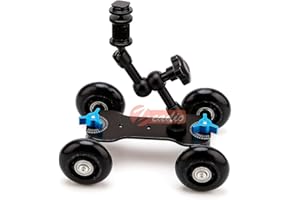 Zeadio Magic Arm Tabletop tragbare Skater Dolly Triebwagen Kits für alle LCD-Feldmonitor, Canon Nikon alle Video DSLR Kamera Rig, Blitzlicht, Mikrofon (7 ", shwarz)