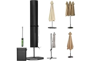 AIPWERER Aiwperer Funda Parasol Jardin Impermeable, Funda para Sombrilla Colgante Oxford 420D, Anti UV, Resistente a la Rotura, Funda para Sombrilla Playa Exterior con Cremallera (Negro, 230X67X67cm)