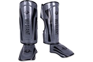 Alexchemia Paratibie Kick Boxing Parastinchi,Muay Thai Paratibie,Shin Instep Protection per Allenamento,Sparring,Boxe e Arti Marziali,Paratibia Unisex-Adulto/Bambino,Pelle PU Antistrappo,S/M/L