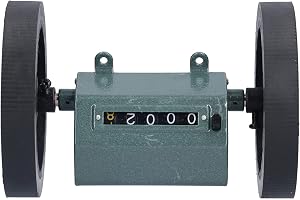 Aramox Rulltyp Längd Meter Räknare Rostfritt Stål och Gummi 5 Siffror Mekanisk Längd Räknare 200 Gånger Min Push Reset Dubbla Hjul för Textiltryck Läderanvändning