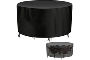 AOOWU Gartenmöbel Abdeckung Wasserdicht, Abdeckung Gartenmöbel Winterfest, Reißfest Oxford Gewebe Abdeckhaube Gartentisch Rund, Schutzhülle Tisch für Möbelsets Sitzgruppe Rund, 128 x 71 cm