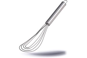 ‎KERAFACTUM Kerafactum Schneebesen Handschneebesen Tellerschneebesen Flacher Teller Besen Schlagbesen Rührbesen Anschlagbesen Schaumschläger aus Edelstahl rostfrei - Whisk 26 cm