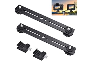 LAISHUNHE 2er Set Dual Flash Bracket 1/4 zoll Kamera Kamerablitz Schiene Blitz Schiene Light Bracket Stativ Montage 20cm für DSLR 1/4" Schraube Camera DSLR Mikrofon Studio Light Stand mit 2 Blitzschuh