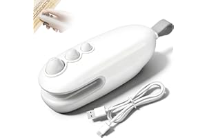 CHANEEHANN Mini Selladora de Bolsas 2 en 1 con Cortador, Máquina Termoselladora Portátil Recargable por USB, Sellador Térmico de Bolsas de Plástico para Alimentos Snacks Papas Fritas Fácil de Usar