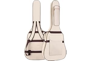 SUQ wasserdichte Oxford Gitarrentasche, 40/41 Zoll Tasche Musikmuster Nylon Gigbag, E-Gitarrentasche Akustikgitarre und Konzertgitarren Stoßfest, 10 mm Gepolstert Wasserdicht (Weiß)