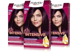 SCHWARZKOPF Palette Intensive Creme Color 4-99 Violín, tinte de pelo permanente con aceite de macadamia y almendras, cubre el 100% de las canas y raíces, para un color radiante, Pack 3