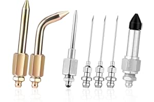 Lyreh 7pcs Kit d'Accessoires pour Pistolet à Graisse, Comprenant 3 Buses de Graisse 1 Distributeur d'Aiguille Embout en Caoutchouc Buse Droite 1 Coude à Aiguille pour Petits Espaces