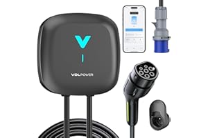 VDLPOWEREU Wallbox , Cargador para Vehículo Eléctrico 7kW,6-32A Type 2 Monofásica, Wi-Fi, Bluetooth, Interior/Exterior, soporte de enchufe, Protección IP67 para BEV/PHEV