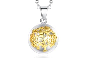 CELESTIA Bola de Grossesse Collier Appeleur d'ange pour Femmes Enceintes, Argent Musical Globulaire Pendentif avec 2 Chaînes, Bijoux Gravidité, Future Maman Cadeau
