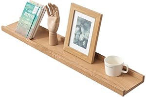 GIEANOO Étagère Murale, 50cm Étagère Flottante en Bois de chêne Massif, Rustique Etagere Bois pour Salon, Cuisine, Chambre, Salle de Bain