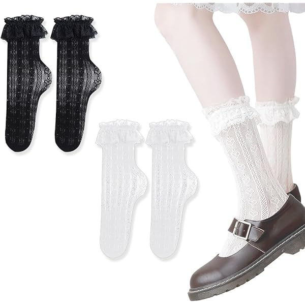 Chaussettes à Paillettes Dr Martens - Chaussettes à Volants - Noir Chaussettes Dentelle Femme