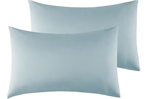 POLIGINO Federe Cuscini Letto Matrimoniale 50 x 80 cm,Coppia Federe in Microfibra Chiusura a Busta - Verde