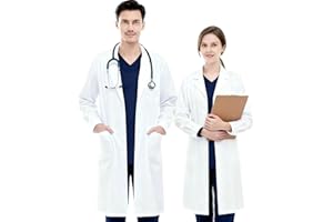 MINGHAM Lab Coats for Men and Women, Laboratory Coats, Workwear, Laboratory Protective Clothing, Long Sleeve Work Wear