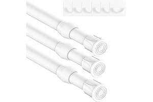 GDEVKHN 3 pezzi asta di serraggio per tende, asta telescopica per il serraggio, asta di tensionamento senza perforazione asta di tenda estensibile- Bianco, 18-27CM (diametro 13mm)