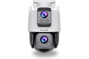 Tenda Telecamera Wi-Fi Esterno 2K+2K,360° PTZ Videocamera Sorveglianza Esterno con Doppia Lente,FHD Tracciamento Automatico,IP65, Visione Notturna a Colori, Audio Bidirezionale,Rilevamento veicoli CH9